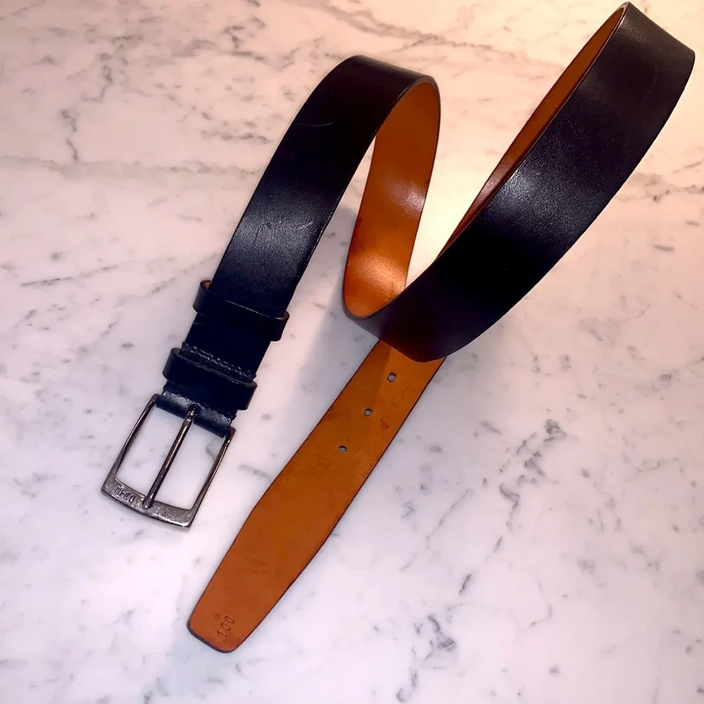 Etro Belt Size 100 Black Leather Belt with Silver Tone Buckle Mens